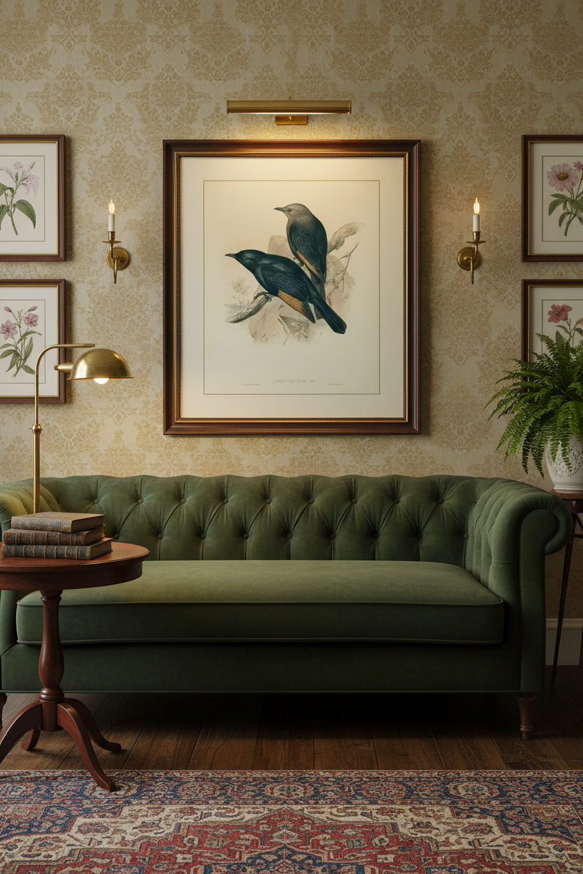 John Gould Amydrus Tristrami lithograph framed in home setting