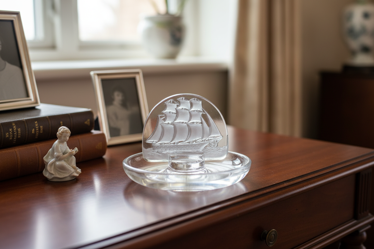 Lalique Caravelle Clear Crystal Ring Dish - no tint