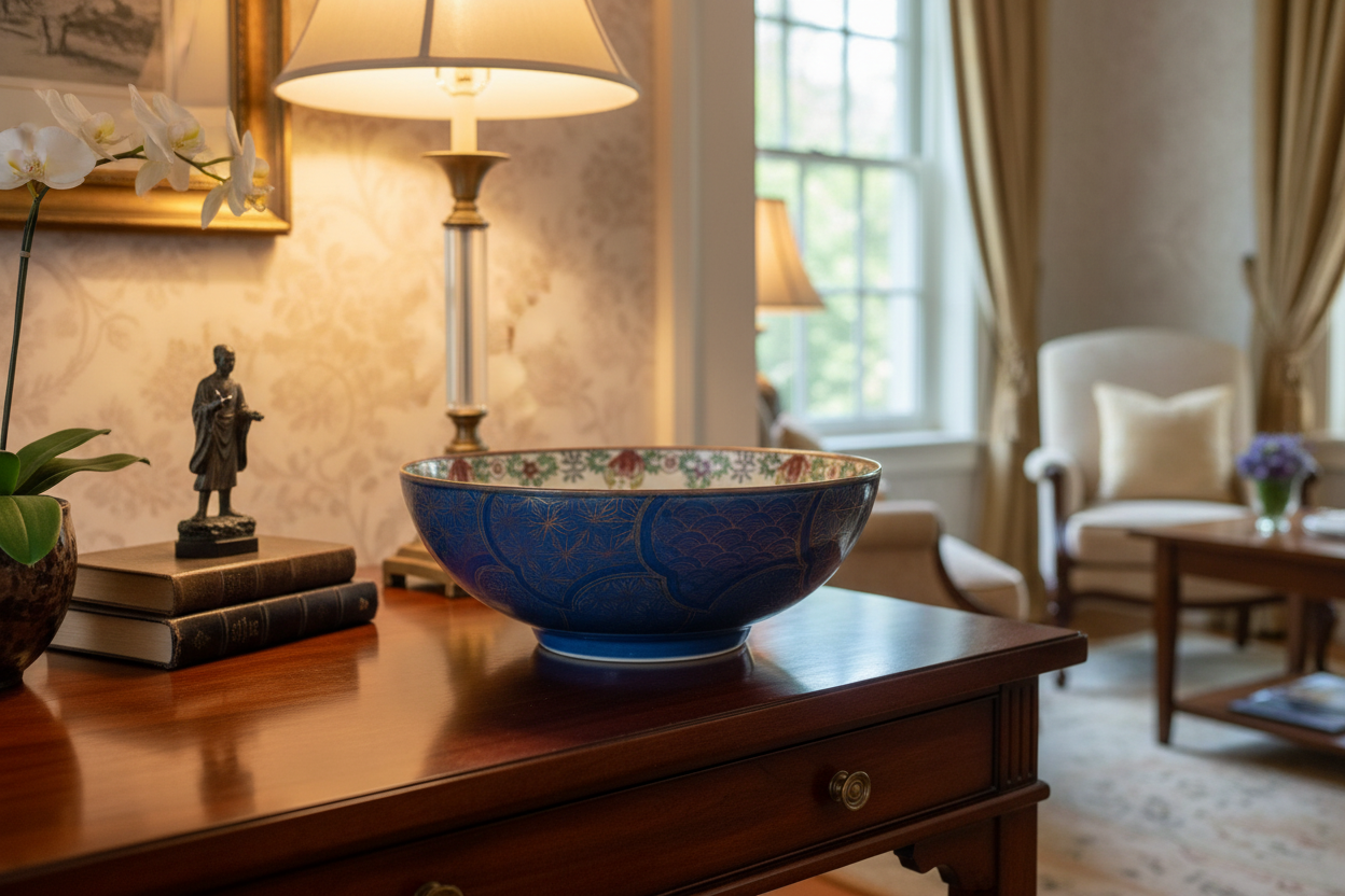 Large 18th C. Chinese Export Punch Bowl - Corrected Inner Rim