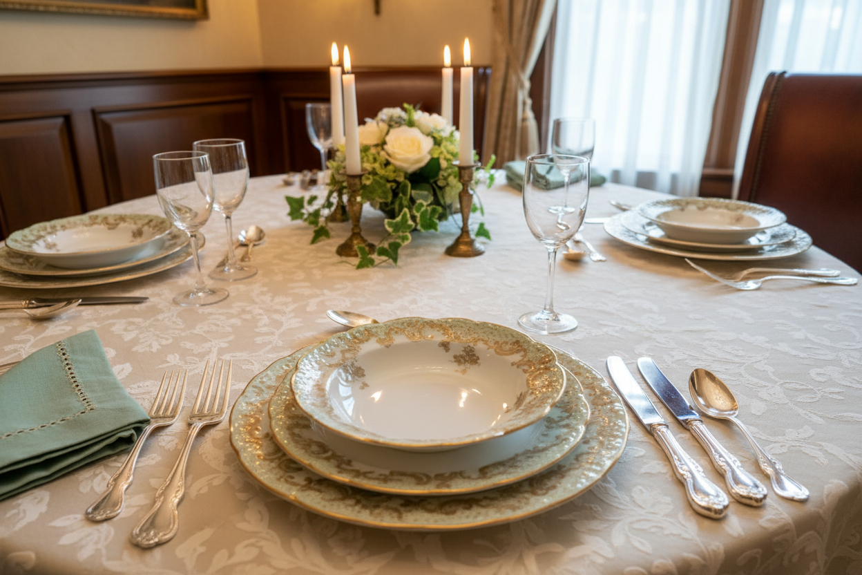 Limoges Berry Bowls at Set Dining Table