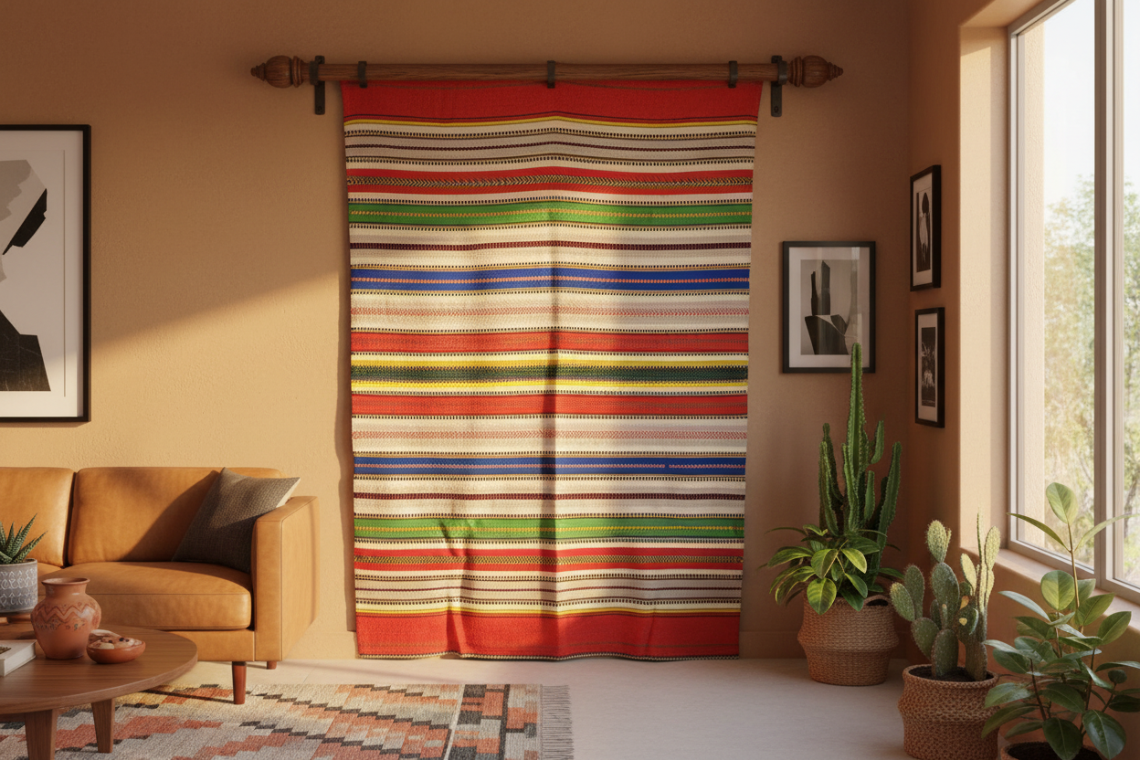 Mexican Serape Wall Hanging on Stick