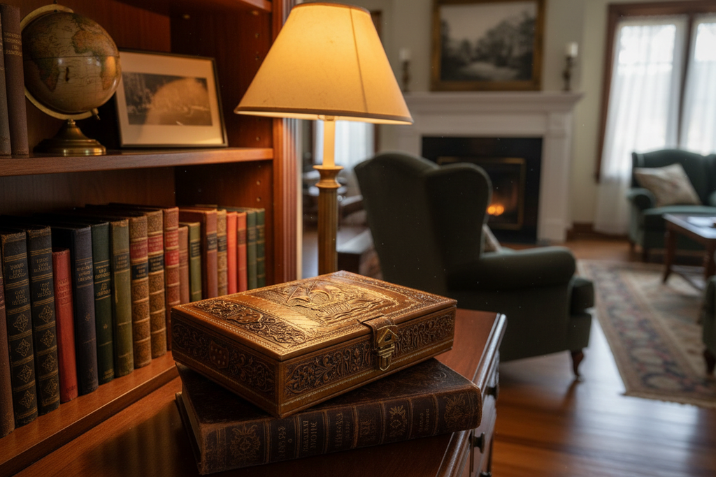 Mid-Century Argentinian Leather Music Box in Home