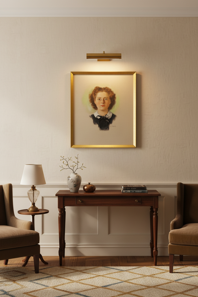 Mid-Century Watercolor Portrait by Vita Petrosky Solomon in Home