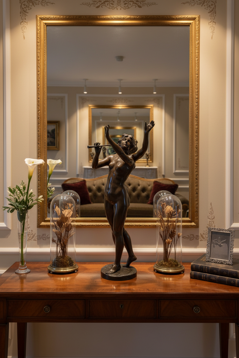 "Musique" bronze sculpture in home setting