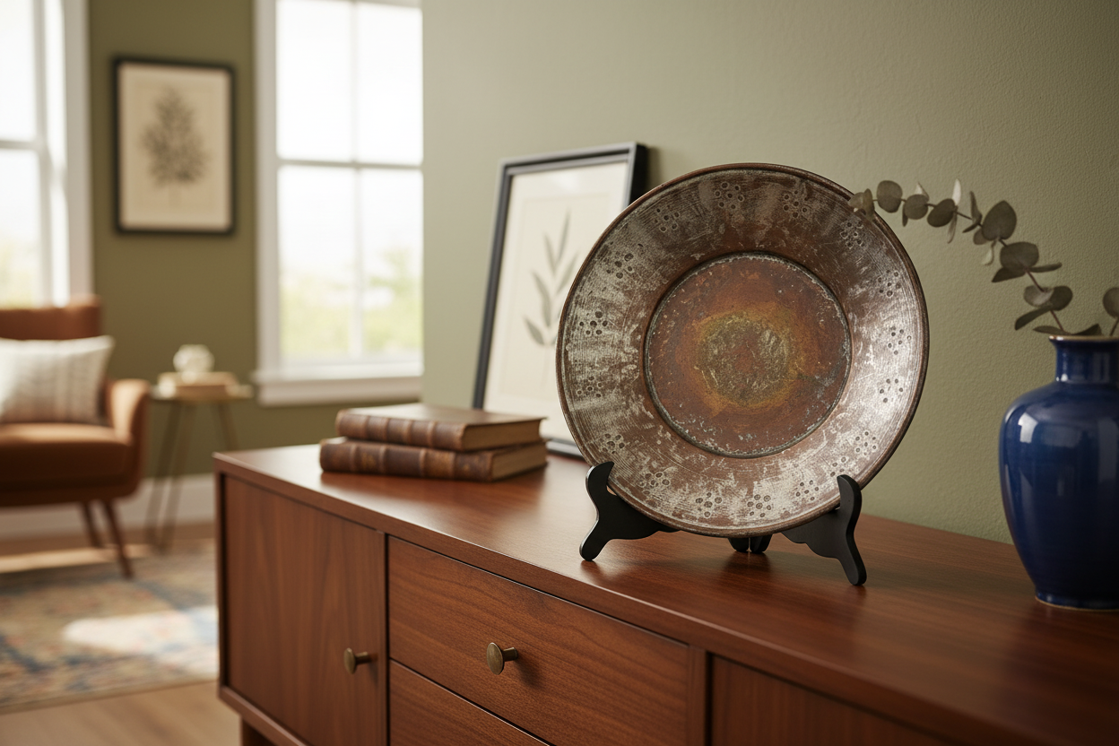 Ottoman Copper Bowl on Stand in Home