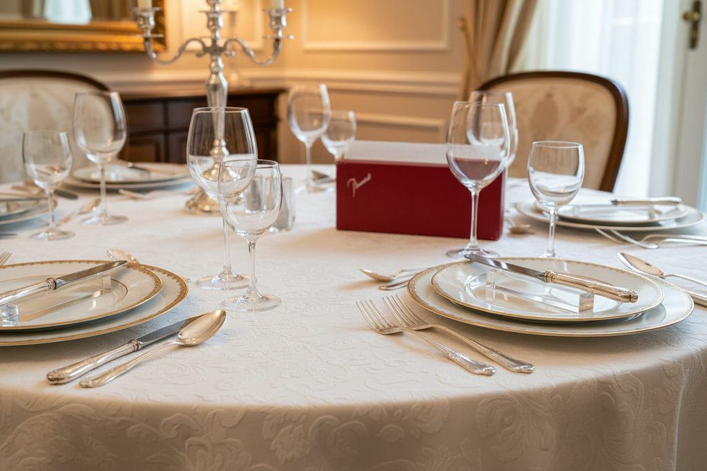 Rectangular Baccarat Crystal Knife Rests on Dining Table