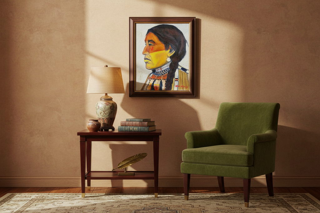 Steve LeBailly Yellow Lodge Oil Painting in Home Setting