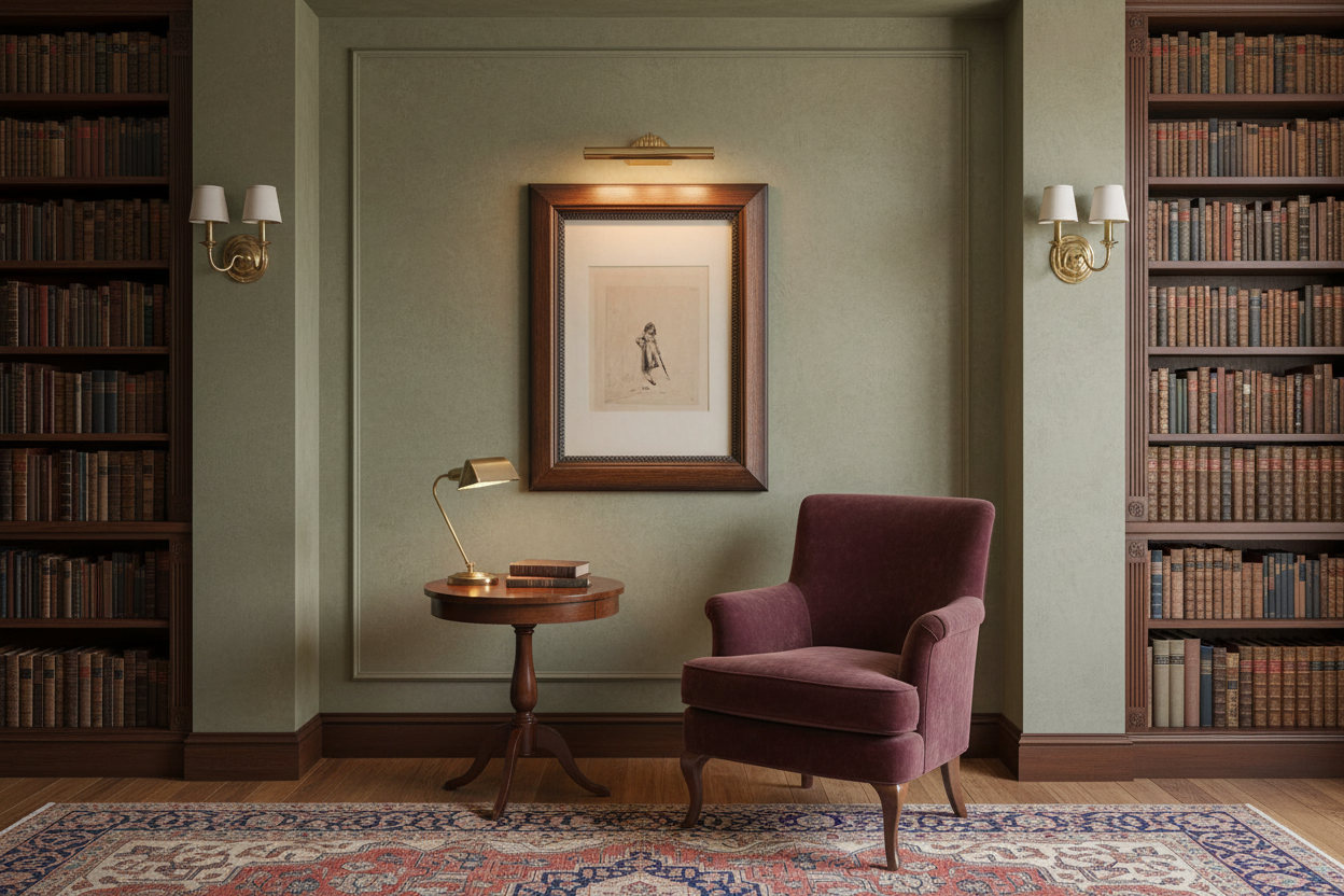 The Loafer Etching in Antique Frame in Home Setting