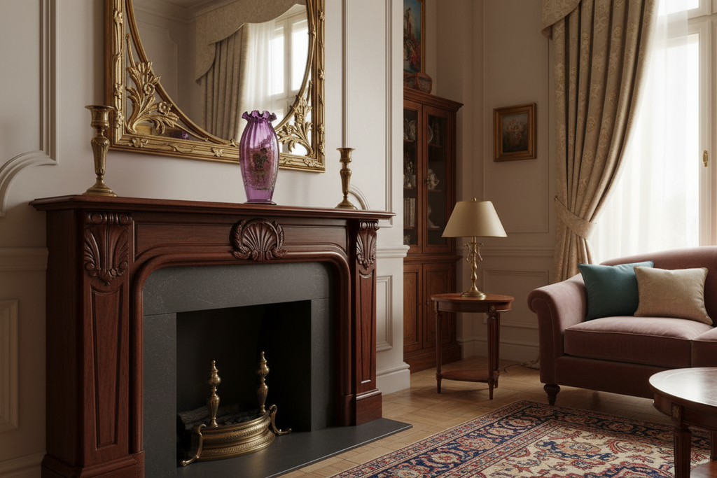 Theodor Rössler Amethyst Art Glass Vase c.1920 in Home Setting