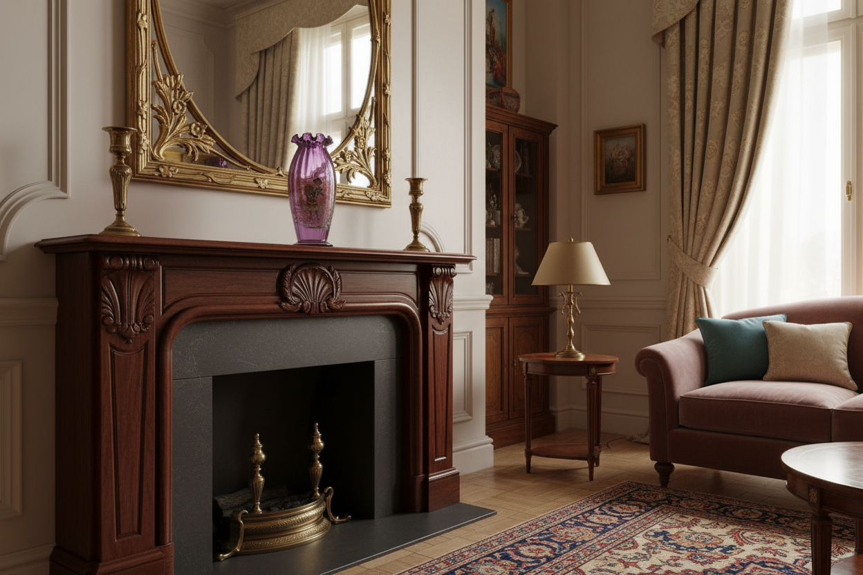 Theodor Rössler Amethyst Art Glass Vase c.1920 in Home Setting