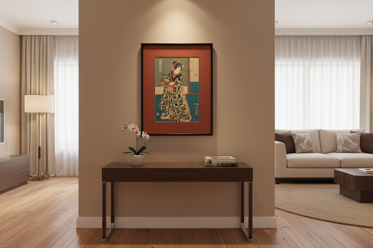 Utagawa Kunisada Woodblock Print Osato in Home Setting