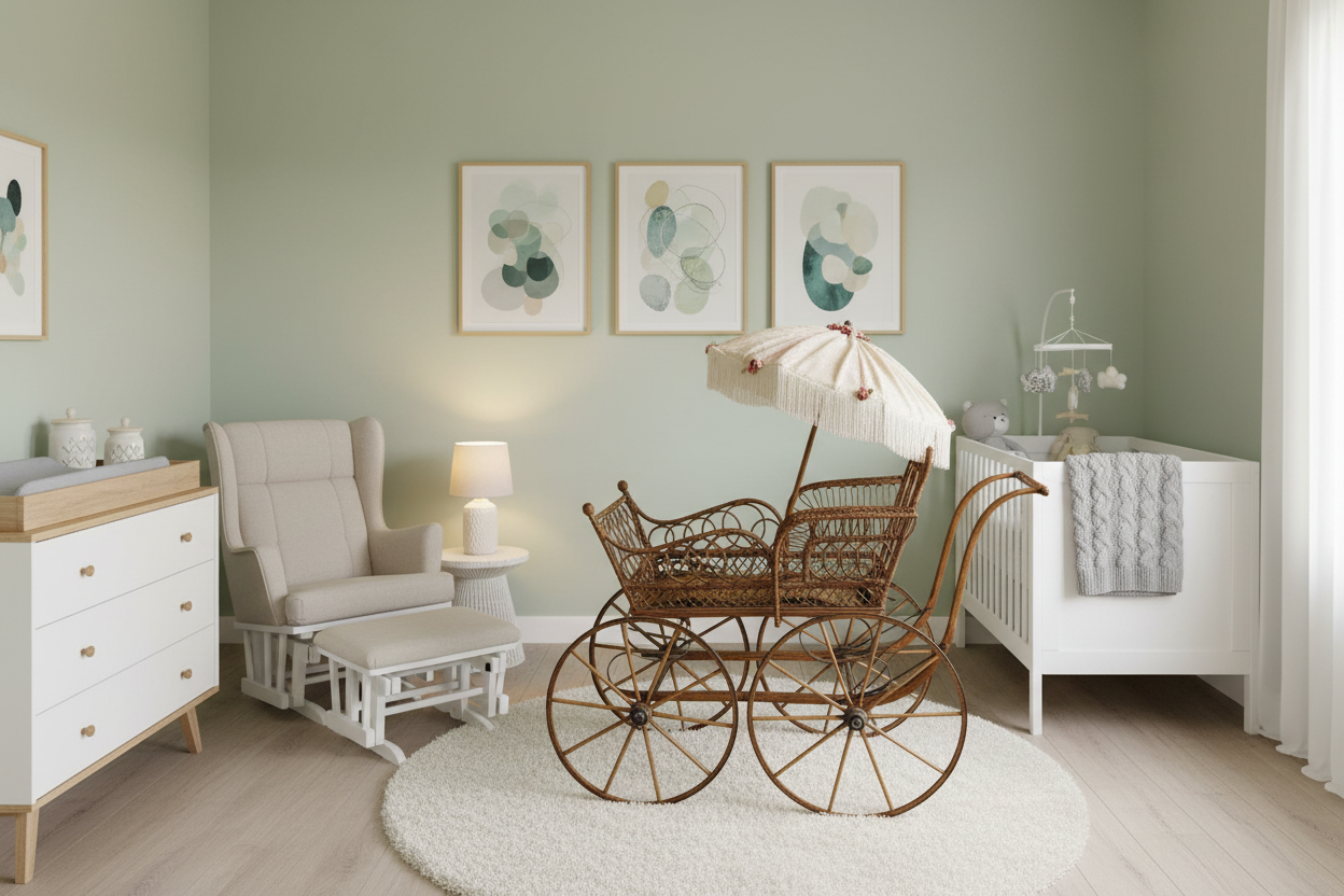 Victorian Baby Carriage in Modern Nursery