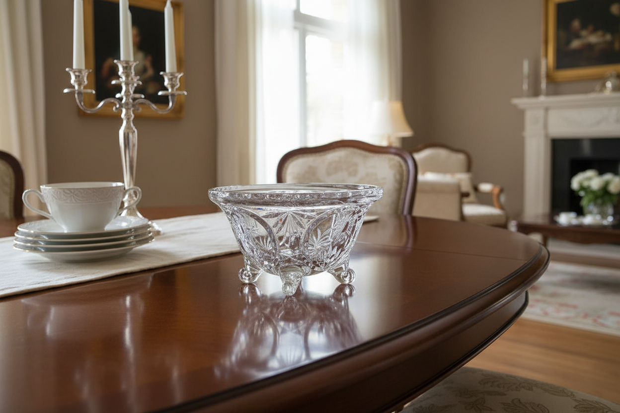 Vintage Cut Crystal Oval Centerpiece Bowl in home