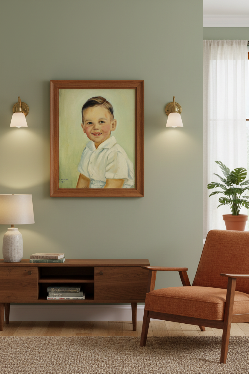 Vintage mid-century portrait in home setting